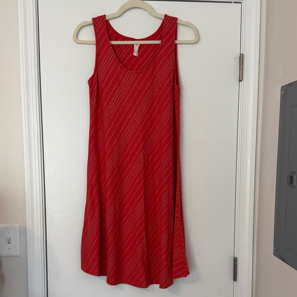 Dark Orange Striped Sleeveless Dress, size M.